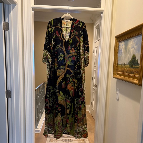 John and Mickey Black floral tapestry Maxi Dress
